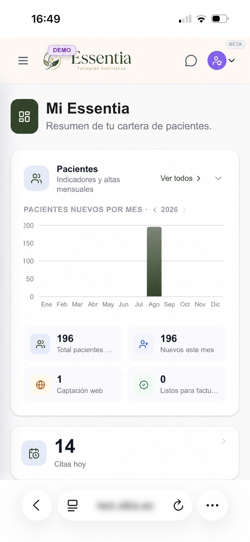 Panel de inicio de SIKIO visto desde un móvil